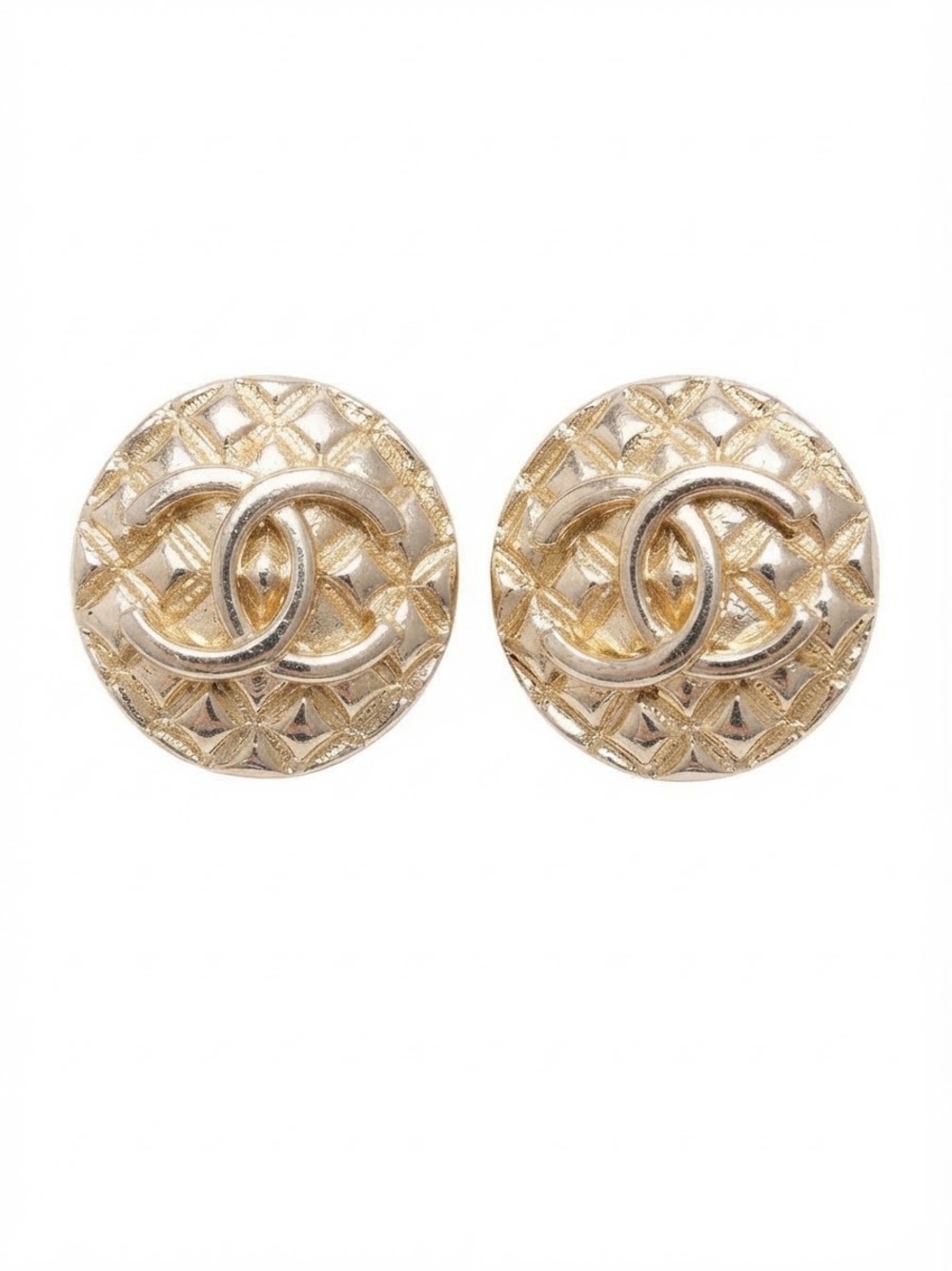 Gold-Tone Interlocking C Button Earrings